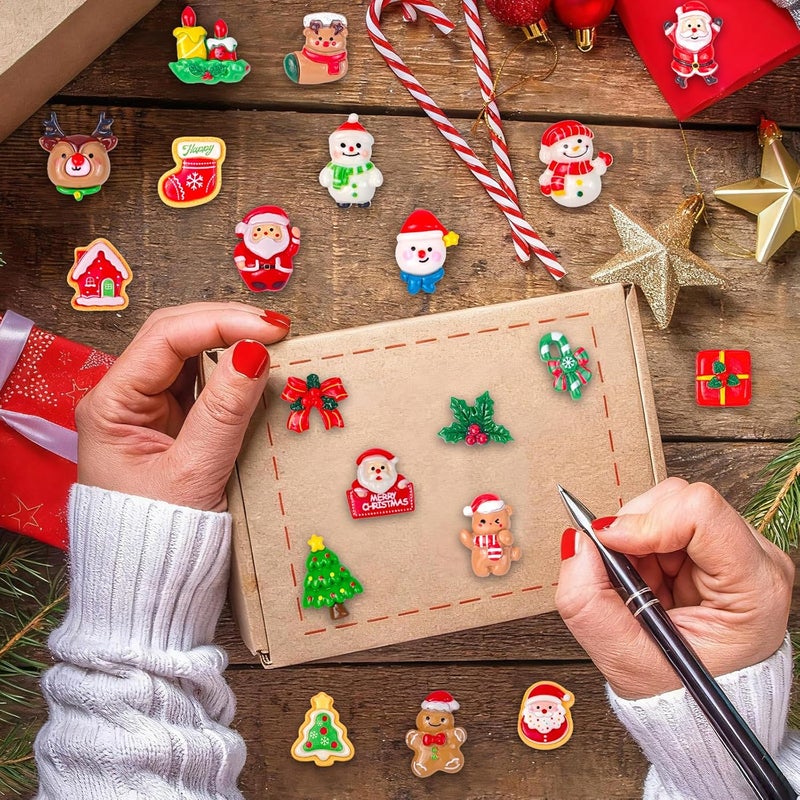 Feivando 120 Pcs Christmas Resin Flatback Charms for Crafts Mini Xmas Embellishments Decoration for Holiday DIY Craft Phone Cases Scrapbook Supplies - Image 4